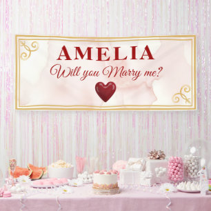 Wirst du mich heiraten, Rotes Herz Romantischer He Banner
