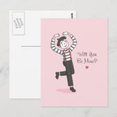 Wirst du Mime Doodle sein, lustiger Valentinstag? Postkarte (Vorne/Hinten)