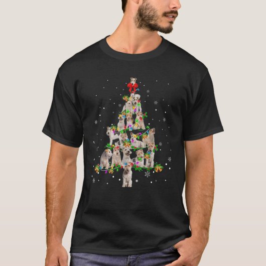 Wirthaarige Fox Terrier Weihnachtsbaum X Mas T-Shirt (Vorderseite)