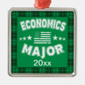 Wirtschaftliche Uni Student Grüne Karierte Weihnac Ornament Aus Metall (Vorne)