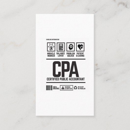 Wirtschaftsprüfer (CPA) Visitenkarte (Vorderseite)