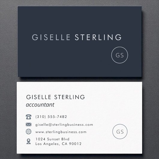 Wirtschaftsprüfer Luxury Navy Blue Modernes Elegan Visitenkarte