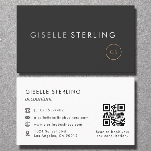 Wirtschaftsprüfer QR Code Luxury Black Elegant Visitenkarte
