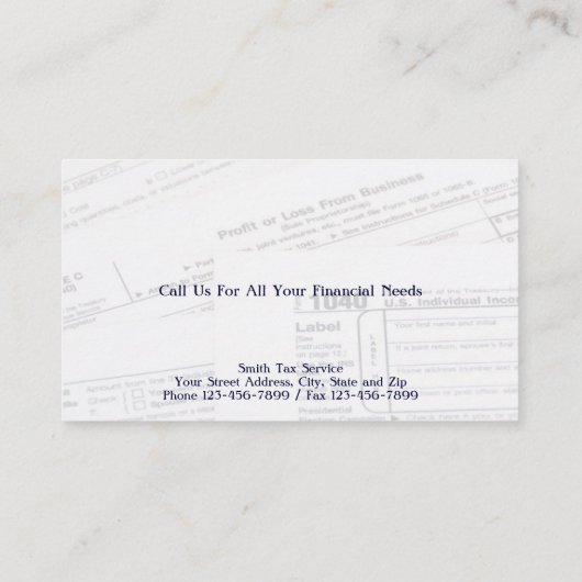 Wirtschaftsprüfer-Steuervorbereiter-Visitenkarte Visitenkarte (Rückseite)