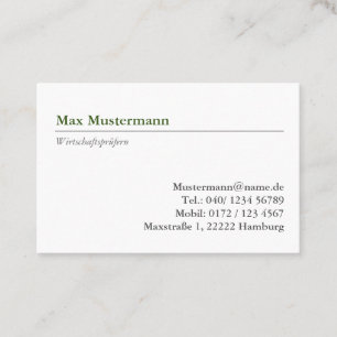 Wirtschaftsprüfern Visitententenkarte Visitenkarte