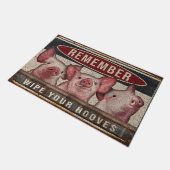 Wischen Sie Ihre Hufe Türmatte, Schweine Begrüßung Fußmatte (Schrägansicht)