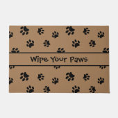 Wischen Sie Ihre Paws Black Paw Prints Muster brau Fußmatte (Vorderseite)