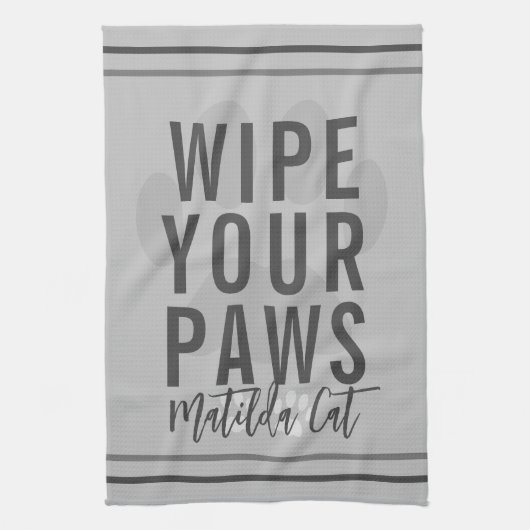 Wischen Sie Ihre Paws Name Grau Pet Küchentuch (Vertikal)