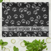 Wischen Sie Ihre Paws Schwarze Katze Paw Print Kit Geschirrtuch (Gefaltet)