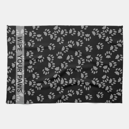 Wischen Sie Ihre Paws Schwarze Katze Paw Print Kit Geschirrtuch (Horizontal)
