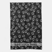 Wischen Sie Ihre Paws Schwarze Katze Paw Print Kit Geschirrtuch (Vertikal)