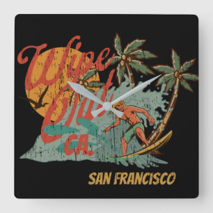 Wischen Sie Surf California Vintag Retro-T - Shirt Quadratische Wanduhr