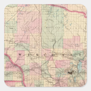 Wisconsin 3 quadratischer aufkleber
