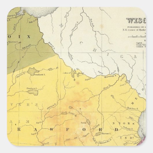 Wisconsin 4 quadratischer aufkleber (Vorderseite)