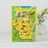 Wisconsin 5x7 Map Vintage Postcard (Stehend Vorderseite)