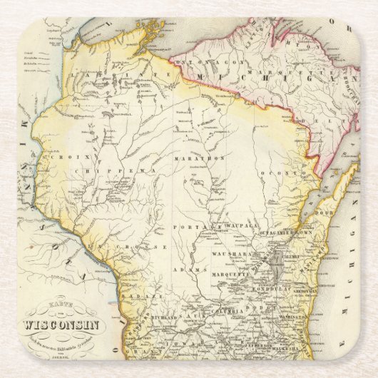 Wisconsin 6 rechteckiger pappuntersetzer (Vorderseite)