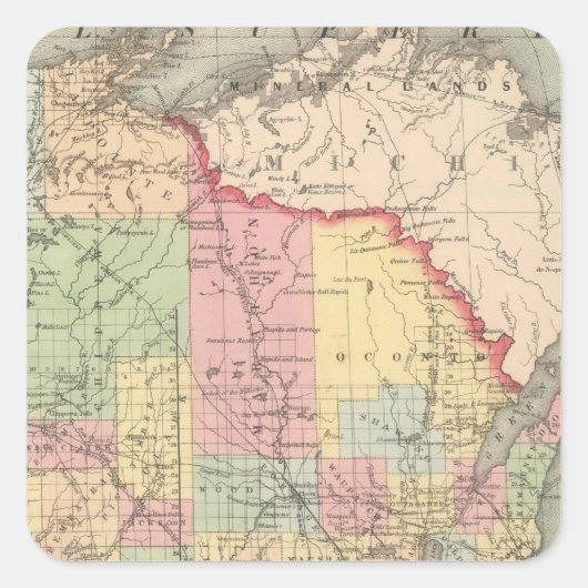 Wisconsin 7 quadratischer aufkleber (Vorderseite)
