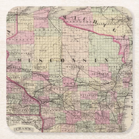 Wisconsin 9 rechteckiger pappuntersetzer (Vorderseite)