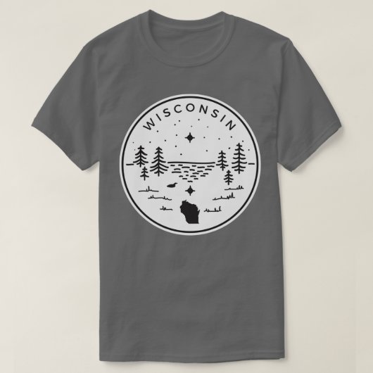 Wisconsin Abzeichen Up North Black T-Shirt (Design vorne)