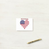Wisconsin American Flag Heart Post-it Klebezettel (Auf Schreibtisch)