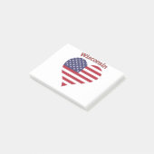 Wisconsin American Flag Heart Post-it Klebezettel (angewinkelt)