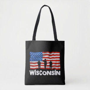 Wisconsin American Flag Tote Bag Leinwand Tasche