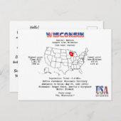 Wisconsin American Staat auf einer Karte und nützl (Vorne/Hinten)