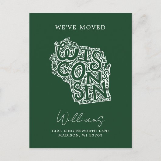 WISCONSIN | Änderung unserer Adresse Postkarte (Vorderseite)