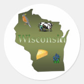 Wisconsin-Aufkleber Runder Aufkleber (Vorderseite)