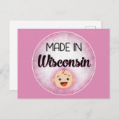 Wisconsin Baby Funny Pink New Girl Postcard Postkarte (Vorne/Hinten)