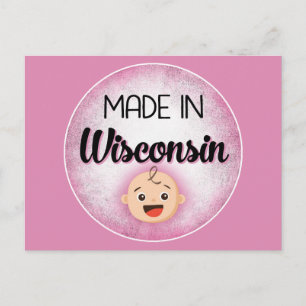 Wisconsin Baby Funny Pink New Girl Postcard Postkarte