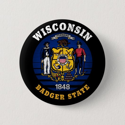 WISCONSIN BADGER STAAT FLAG BUTTON (Vorderseite)