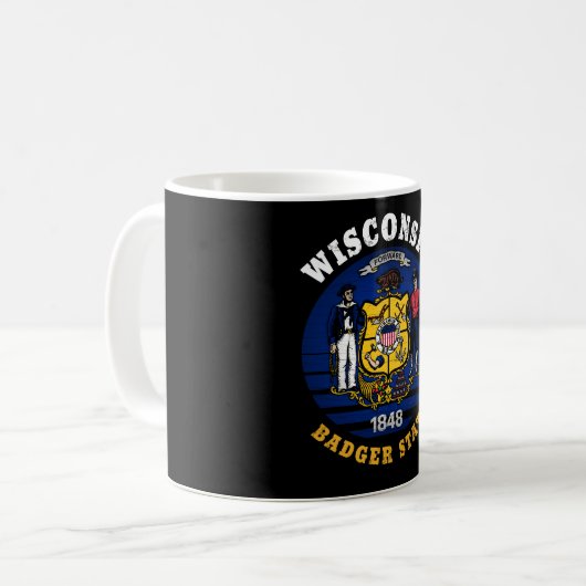 WISCONSIN BADGER STAAT FLAG KAFFEETASSE (Vorderseite Links)