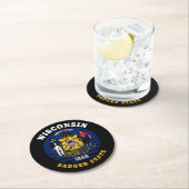 WISCONSIN BADGER STAAT FLAG RUNDER PAPPUNTERSETZER (Vor Ort)