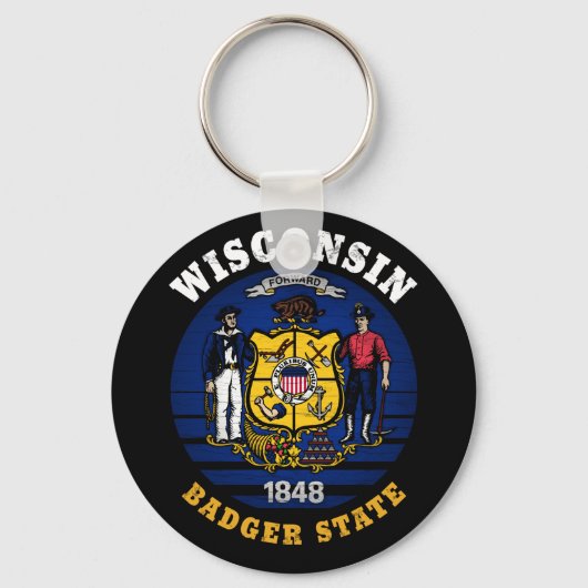 WISCONSIN BADGER STAAT FLAG SCHLÜSSELANHÄNGER (Vorderseite)
