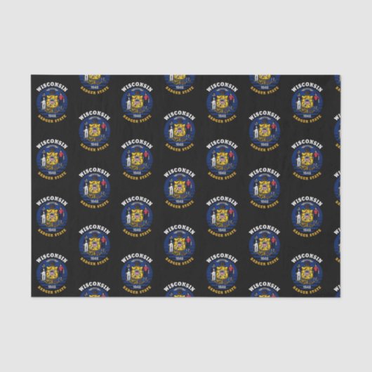 WISCONSIN BADGER STAAT FLAG SEIDENPAPIER (Vorderseite)
