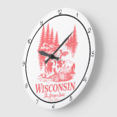 Wisconsin Badger State Cow Große Wanduhr (Winkel)