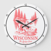 Wisconsin Badger State Cow Große Wanduhr (Vorderseite)