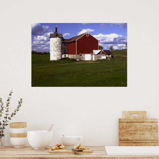 Wisconsin Barn mit Brick Silo Poster (Küche)