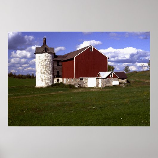Wisconsin Barn mit Brick Silo Poster (Vorne)