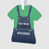 Wisconsin Bauer Bib Overalls Custom Christmas Ornament (Vorderseite)