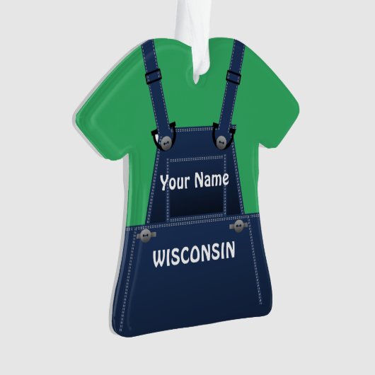 Wisconsin Bauer Bib Overalls Custom Christmas Ornament (Vorderseite)