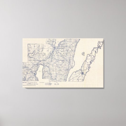 Wisconsin Bicycle Road Map 3 Leinwanddruck (Vorderseite)