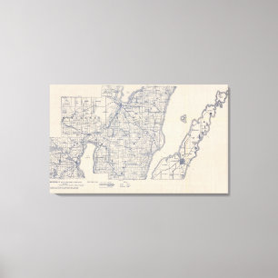 Wisconsin Bicycle Road Map 3 Leinwanddruck