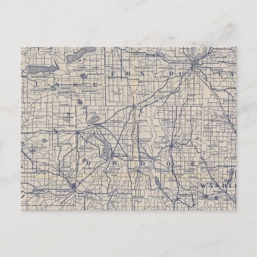 Wisconsin Bicycle Road Map 4 Postkarte (Vorderseite)