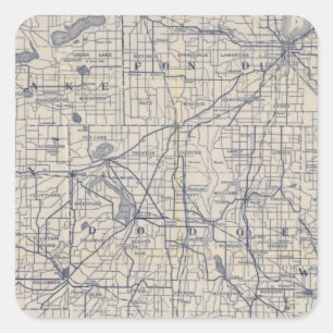 Wisconsin Bicycle Road Map 4 Quadratischer Aufkleber