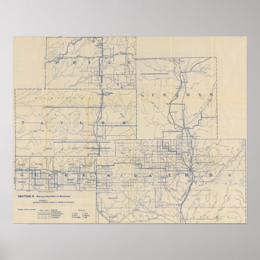 Wisconsin Bicycle Road Map 6 Poster (Vorne)
