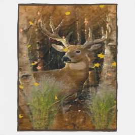 Wisconsin Big Buck Whitetail Deer Signature Fleecedecke