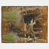 Wisconsin Big Buck Whitetail Deer Signature Fleecedecke (Vorderseite (Horizontal))