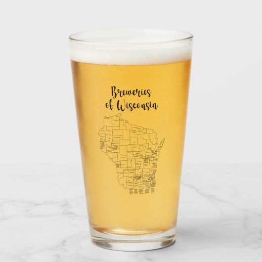 Wisconsin Brewery Themed Beer Glass Glas (Vorne (Gefüllt))